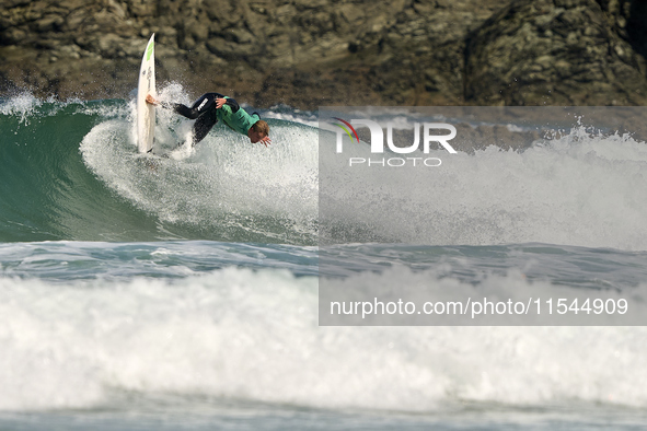 Stef van Noordennen of the Netherlands surfs on day 1 of the ABANCA Pantin Classic Galicia Pro 2024 in Pantin Beach, La Coruna, Spain. 