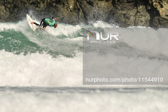 Stef van Noordennen of the Netherlands surfs on day 1 of the ABANCA Pantin Classic Galicia Pro 2024 in Pantin Beach, La Coruna, Spain. 