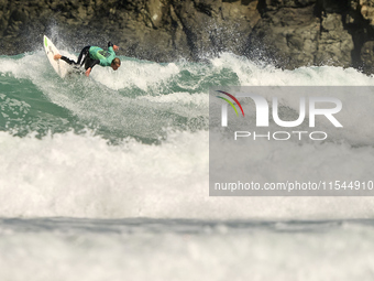 Stef van Noordennen of the Netherlands surfs on day 1 of the ABANCA Pantin Classic Galicia Pro 2024 in Pantin Beach, La Coruna, Spain. (