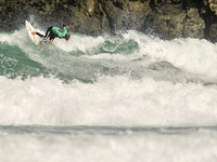 Stef van Noordennen of the Netherlands surfs on day 1 of the ABANCA Pantin Classic Galicia Pro 2024 in Pantin Beach, La Coruna, Spain. (