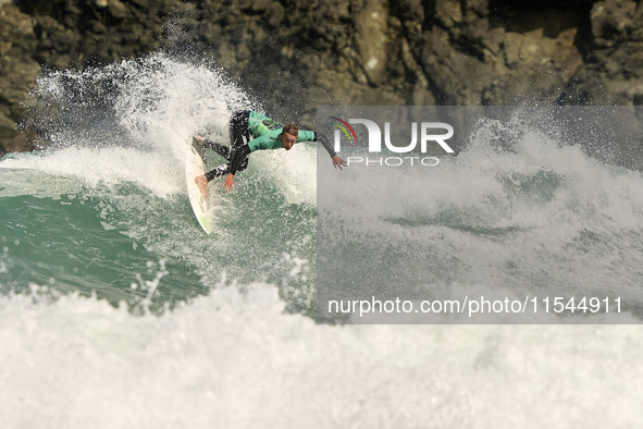 Stef van Noordennen of the Netherlands surfs on day 1 of the ABANCA Pantin Classic Galicia Pro 2024 in Pantin Beach, La Coruna, Spain. 