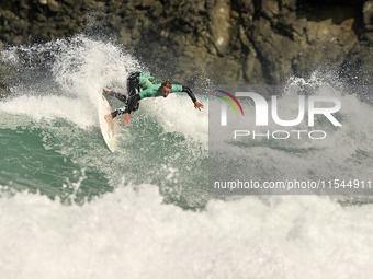 Stef van Noordennen of the Netherlands surfs on day 1 of the ABANCA Pantin Classic Galicia Pro 2024 in Pantin Beach, La Coruna, Spain. (