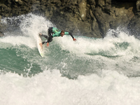 Stef van Noordennen of the Netherlands surfs on day 1 of the ABANCA Pantin Classic Galicia Pro 2024 in Pantin Beach, La Coruna, Spain. (