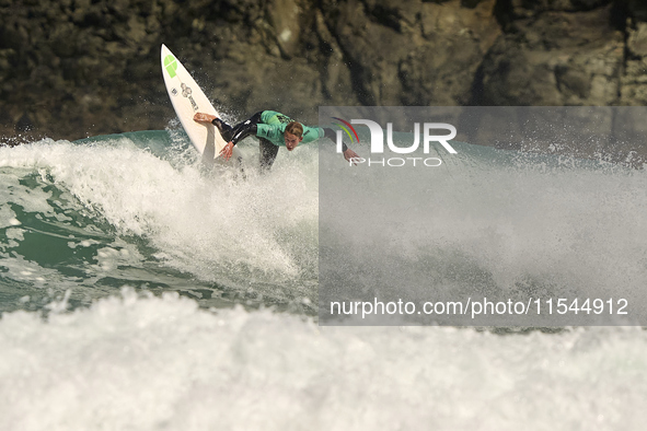 Stef van Noordennen of the Netherlands surfs on day 1 of the ABANCA Pantin Classic Galicia Pro 2024 in Pantin Beach, La Coruna, Spain. 