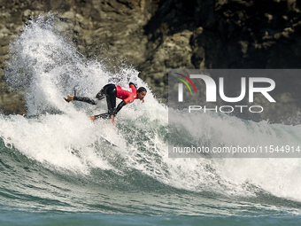 John John Rabinovitch of Israel surfs on day 1 of the ABANCA Pantin Classic Galicia Pro 2024 in Pantin Beach, La Coruna, Spain. (