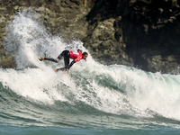 John John Rabinovitch of Israel surfs on day 1 of the ABANCA Pantin Classic Galicia Pro 2024 in Pantin Beach, La Coruna, Spain. (