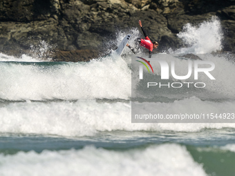 John John Rabinovitch of Israel surfs on day 1 of the ABANCA Pantin Classic Galicia Pro 2024 in Pantin Beach, La Coruna, Spain. (