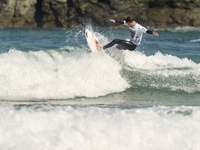 Carlito Casadebaigt of France surfs on day 1 of the ABANCA Pantin Classic Galicia Pro 2024 in Pantin Beach, La Coruna, Spain. (