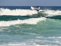 Carlito Casadebaigt of France surfs on day 1 of the ABANCA Pantin Classic Galicia Pro 2024 in Pantin Beach, La Coruna, Spain. (