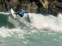 Ishka Thres of the United Kingdom surfs on day 1 of the ABANCA Pantin Classic Galicia Pro 2024 in Pantin Beach, La Coruna, Spain. (