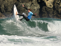 Ishka Thres of the United Kingdom surfs on day 1 of the ABANCA Pantin Classic Galicia Pro 2024 in Pantin Beach, La Coruna, Spain. (