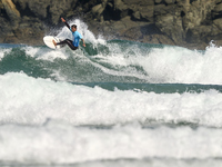 Daryl Barrier of France surfs on day 1 of the ABANCA Pantin Classic Galicia Pro 2024 in Pantin Beach, La Coruna, Spain. (