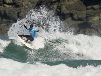 Daryl Barrier of France surfs on day 1 of the ABANCA Pantin Classic Galicia Pro 2024 in Pantin Beach, La Coruna, Spain. (