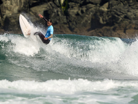 Daryl Barrier of France surfs on day 1 of the ABANCA Pantin Classic Galicia Pro 2024 in Pantin Beach, La Coruna, Spain. (