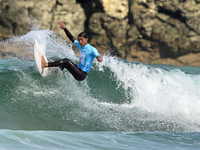 Daryl Barrier of France surfs on day 1 of the ABANCA Pantin Classic Galicia Pro 2024 in Pantin Beach, La Coruna, Spain. (