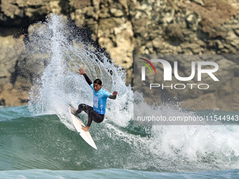 Daryl Barrier of France surfs on day 1 of the ABANCA Pantin Classic Galicia Pro 2024 in Pantin Beach, La Coruna, Spain. (