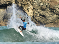 Daryl Barrier of France surfs on day 1 of the ABANCA Pantin Classic Galicia Pro 2024 in Pantin Beach, La Coruna, Spain. (