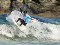 Daryl Barrier of France surfs on day 1 of the ABANCA Pantin Classic Galicia Pro 2024 in Pantin Beach, La Coruna, Spain. (