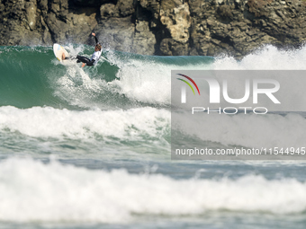 Alejo Freitas of Spain surfs on day 1 of the ABANCA Pantin Classic Galicia Pro 2024 in Pantin Beach, La Coruna, Spain. (