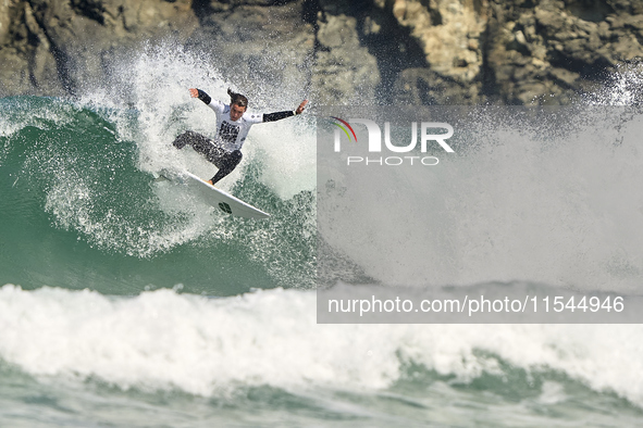 Alejo Freitas of Spain surfs on day 1 of the ABANCA Pantin Classic Galicia Pro 2024 in Pantin Beach, La Coruna, Spain. 