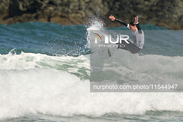 Alejo Freitas of Spain surfs on day 1 of the ABANCA Pantin Classic Galicia Pro 2024 in Pantin Beach, La Coruna, Spain. 