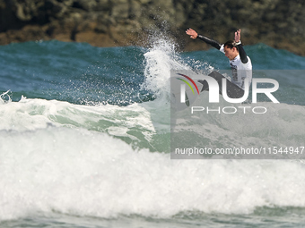 Alejo Freitas of Spain surfs on day 1 of the ABANCA Pantin Classic Galicia Pro 2024 in Pantin Beach, La Coruna, Spain. (