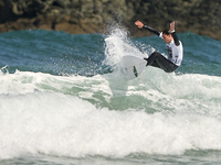 Alejo Freitas of Spain surfs on day 1 of the ABANCA Pantin Classic Galicia Pro 2024 in Pantin Beach, La Coruna, Spain. (