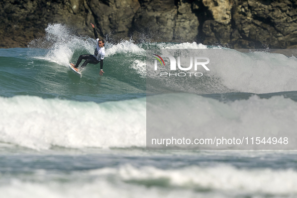 Alejo Freitas of Spain surfs on day 1 of the ABANCA Pantin Classic Galicia Pro 2024 in Pantin Beach, La Coruna, Spain. 