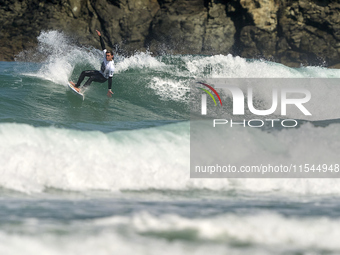 Alejo Freitas of Spain surfs on day 1 of the ABANCA Pantin Classic Galicia Pro 2024 in Pantin Beach, La Coruna, Spain. (