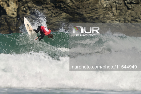 Mathis Azam of France surfs on day 1 of the ABANCA Pantin Classic Galicia Pro 2024 in Pantin Beach, La Coruna, Spain. 