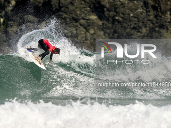 Mathis Azam of France surfs on day 1 of the ABANCA Pantin Classic Galicia Pro 2024 in Pantin Beach, La Coruna, Spain. (