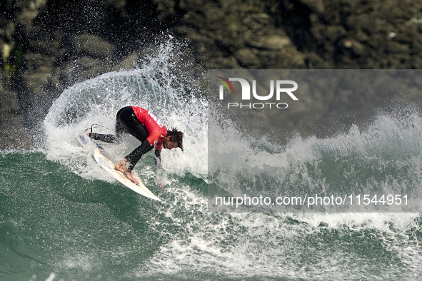 Mathis Azam of France surfs on day 1 of the ABANCA Pantin Classic Galicia Pro 2024 in Pantin Beach, La Coruna, Spain. 