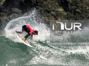 Mathis Azam of France surfs on day 1 of the ABANCA Pantin Classic Galicia Pro 2024 in Pantin Beach, La Coruna, Spain. (