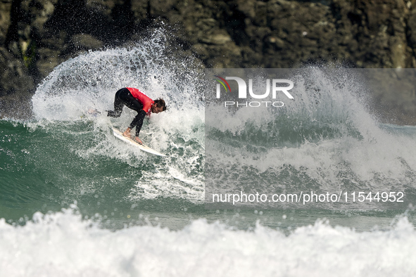 Mathis Azam of France surfs on day 1 of the ABANCA Pantin Classic Galicia Pro 2024 in Pantin Beach, La Coruna, Spain. 