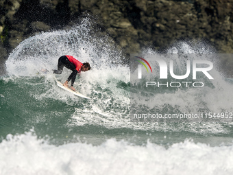 Mathis Azam of France surfs on day 1 of the ABANCA Pantin Classic Galicia Pro 2024 in Pantin Beach, La Coruna, Spain. (