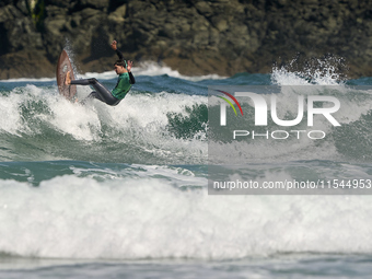 Juan David Acevedo Verde of Spain surfs on day 1 of the ABANCA Pantin Classic Galicia Pro 2024 in Pantin Beach, La Coruna, Spain. (