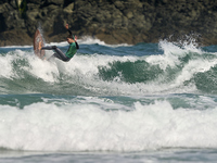 Juan David Acevedo Verde of Spain surfs on day 1 of the ABANCA Pantin Classic Galicia Pro 2024 in Pantin Beach, La Coruna, Spain. (