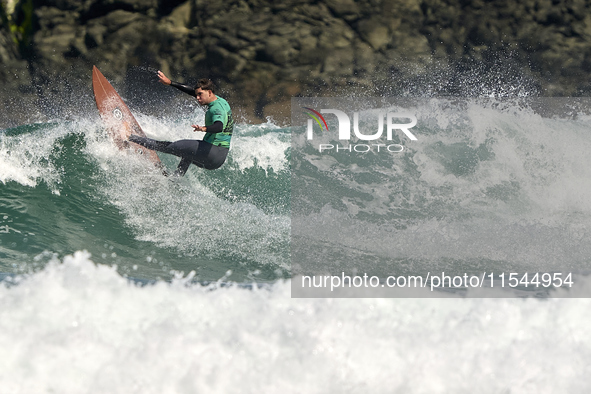 Juan David Acevedo Verde of Spain surfs on day 1 of the ABANCA Pantin Classic Galicia Pro 2024 in Pantin Beach, La Coruna, Spain. 