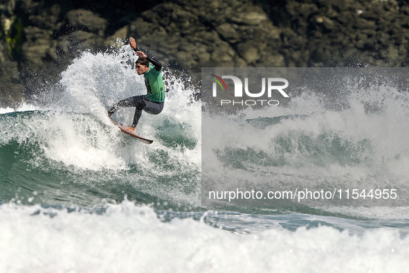 Juan David Acevedo Verde of Spain surfs on day 1 of the ABANCA Pantin Classic Galicia Pro 2024 in Pantin Beach, La Coruna, Spain. 