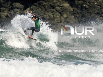 Juan David Acevedo Verde of Spain surfs on day 1 of the ABANCA Pantin Classic Galicia Pro 2024 in Pantin Beach, La Coruna, Spain. (