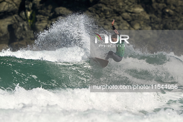 Juan David Acevedo Verde of Spain surfs on day 1 of the ABANCA Pantin Classic Galicia Pro 2024 in Pantin Beach, La Coruna, Spain. 