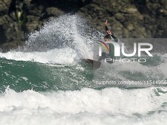 Juan David Acevedo Verde of Spain surfs on day 1 of the ABANCA Pantin Classic Galicia Pro 2024 in Pantin Beach, La Coruna, Spain. (