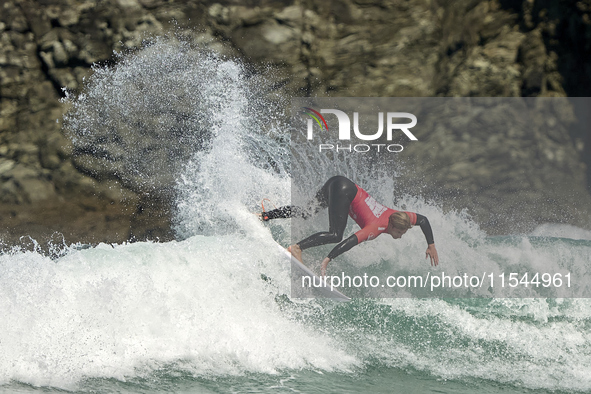 Sean Gunning of Spain surfs on day 1 of the ABANCA Pantin Classic Galicia Pro 2024 in Pantin Beach, La Coruna, Spain. 