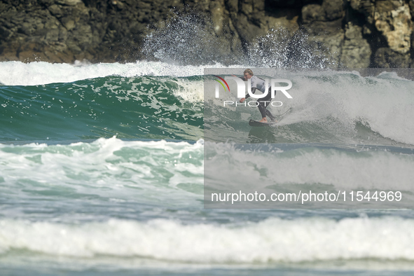 Pieter Bas Boekee of the Netherlands surfs on day 1 of the ABANCA Pantin Classic Galicia Pro 2024 in Pantin Beach, La Coruna, Spain. 