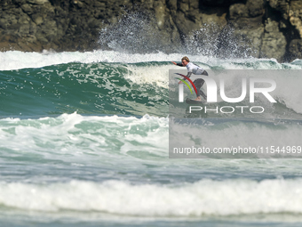 Pieter Bas Boekee of the Netherlands surfs on day 1 of the ABANCA Pantin Classic Galicia Pro 2024 in Pantin Beach, La Coruna, Spain. (