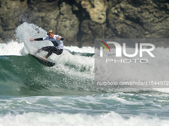 Pieter Bas Boekee of the Netherlands surfs on day 1 of the ABANCA Pantin Classic Galicia Pro 2024 in Pantin Beach, La Coruna, Spain. (