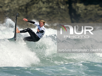 Pieter Bas Boekee of the Netherlands surfs on day 1 of the ABANCA Pantin Classic Galicia Pro 2024 in Pantin Beach, La Coruna, Spain. (