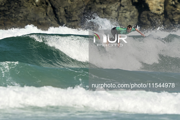 Gearoid McDaid of Ireland surfs on day 1 of the ABANCA Pantin Classic Galicia Pro 2024 in Pantin Beach, La Coruna, Spain. 