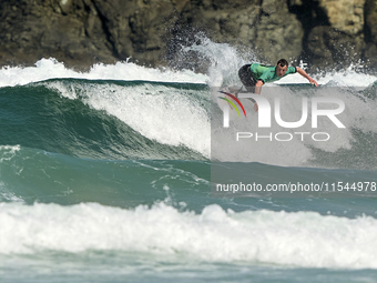 Gearoid McDaid of Ireland surfs on day 1 of the ABANCA Pantin Classic Galicia Pro 2024 in Pantin Beach, La Coruna, Spain. (