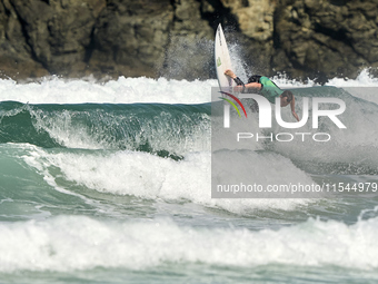 Gearoid McDaid of Ireland surfs on day 1 of the ABANCA Pantin Classic Galicia Pro 2024 in Pantin Beach, La Coruna, Spain. (